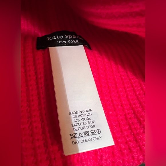 Kate Spade New York NWT Beautiful Hot Pink Knit Sam Label Cuff Beanie Hat - Picture 4 of 5